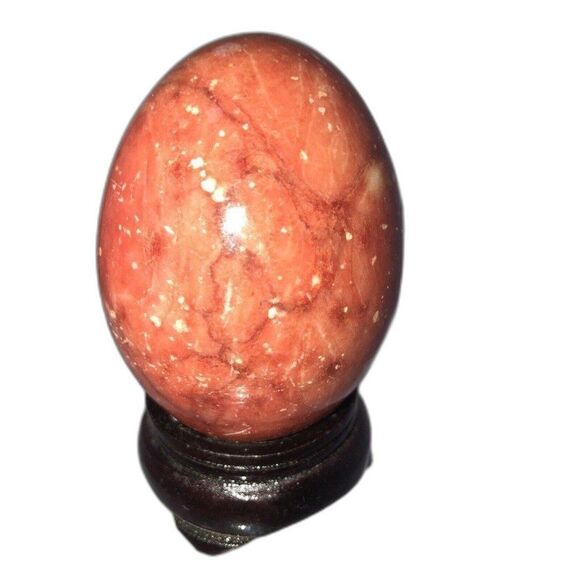 Alabaster Egg with wood Stand 2” tall 1980 - Picture 5 of 5